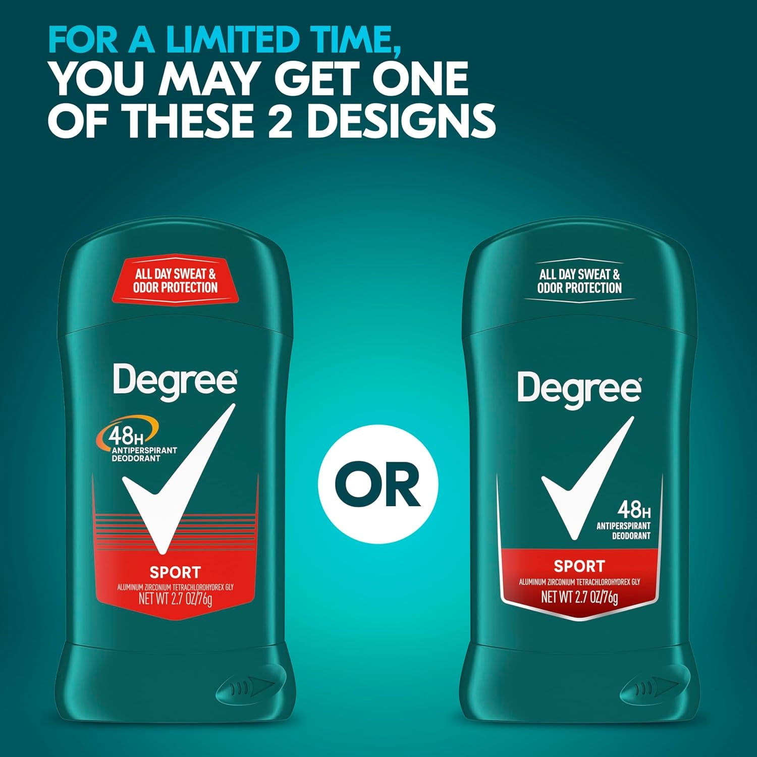 Degree Men Original Protection Antiperspirant Deodorant Sport Pack of 6 48-Hour Sweat and Odor Protection Antiperspirant for Men 2.7 Oz